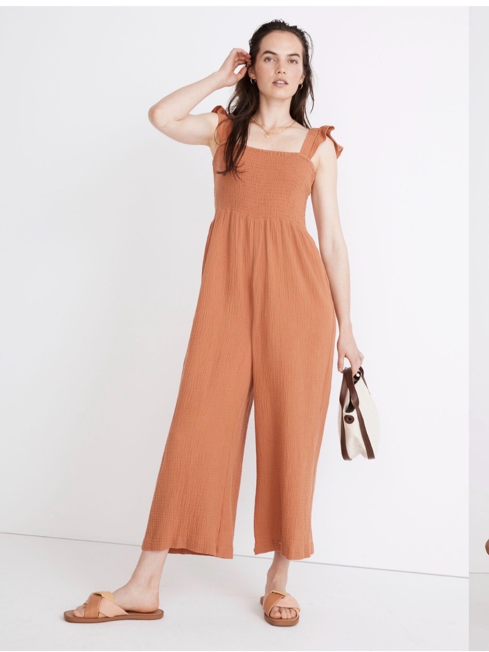 Madewell Smocked Sundress in Rust Orange